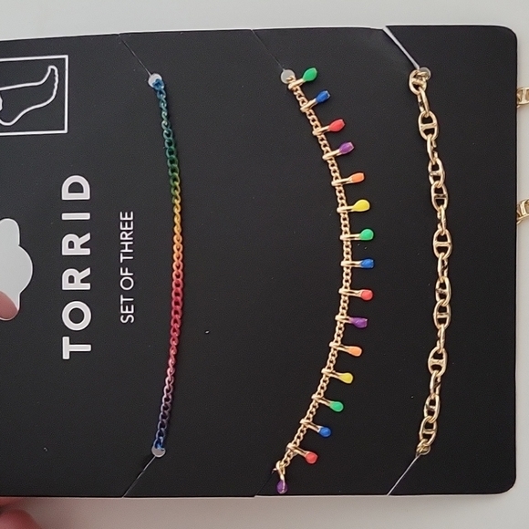 Torrid Always Proud Rainbow Layered Chain Necklace & 3-Piece Anklet Set - Picture 5 of 9